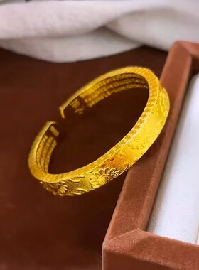 金店同款向日葵心经沙金手镯女开