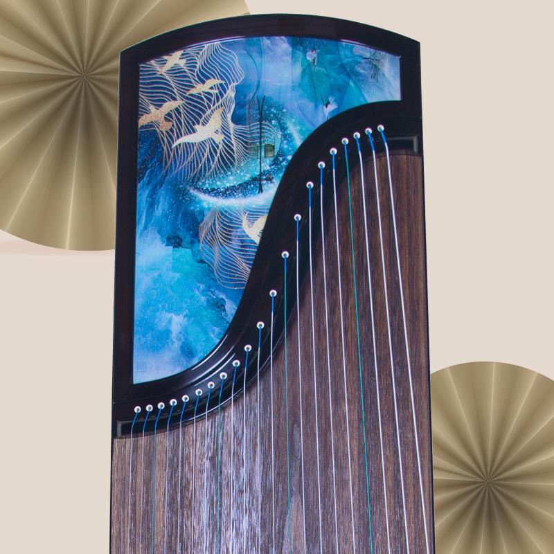 金韵古筝初学者专业演奏篆刻黑胡桃古筝琴十级考级乐器碧海蓝天