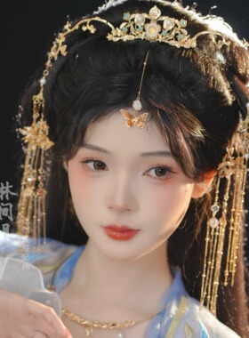 林间月原创【鹿栖林】汉服公主发冠套装超长流苏发饰发簪汉服配饰