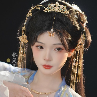 林间月原创【鹿栖林】汉服公主发冠套装超长流苏发饰发簪汉服配饰