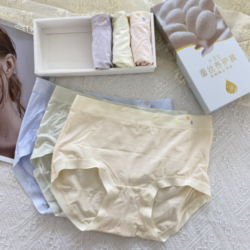 精品6条女士内裤礼盒装G2519中低腰透气蚕丝底档包臀小平角短裤头
