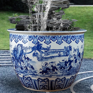 陶瓷大缸景德镇鱼缸水缸养鱼庭院特大号睡莲荷花缸室外养鱼盆摆件