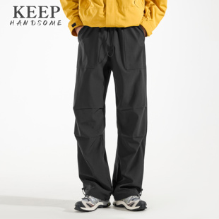KEEPHANDSOME秋冬季新款防水加绒裤户外爬山冲锋裤防风冲锋裤子男