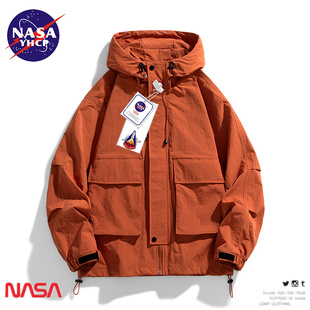 NASA联名高街潮牌秋季 外冲锋衣 山系防水连帽工装 外套男夹克户大码