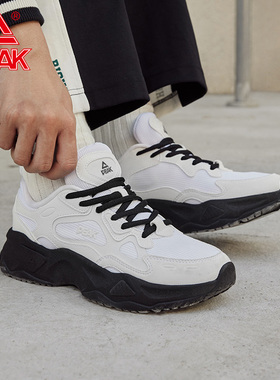 匹克休闲鞋女透气魔弹科技简约复古老爹鞋软底回弹增高百搭运动鞋