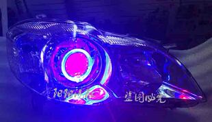 透镜氙气灯天使眼恶魔眼双色LED日行灯 09花冠大灯总成改装