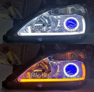 七代雅阁改装 海5透镜氙气灯天使眼雅阁大灯总成LED日行灯