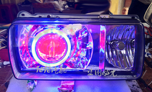 适用于大众普桑改装 透镜大灯总成天使眼恶魔眼氙气灯汽车大灯