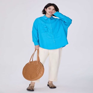 翠色嘉人2026春季新款立体熊贴布通勤文艺长袖棉衬衫女上衣85010