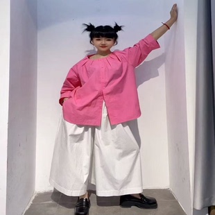 翠色嘉人港风高级感七分袖女衬衫2026春夏新款宽松压褶上衣84018