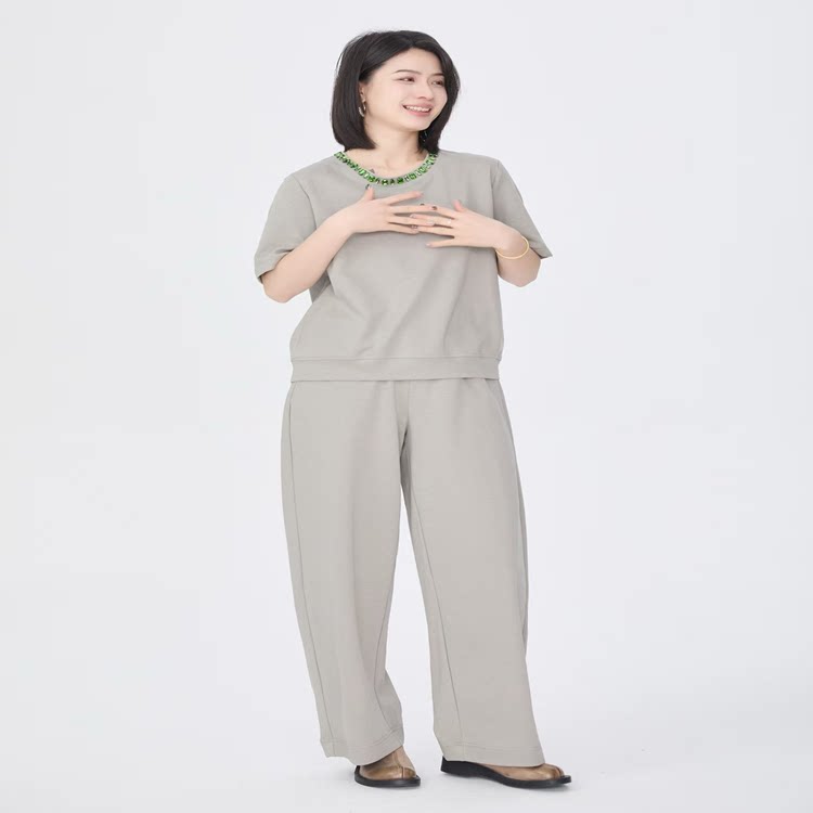 紫布语2026夏季新款文艺休闲领口镶钻女针织肥腿裤套装663\665