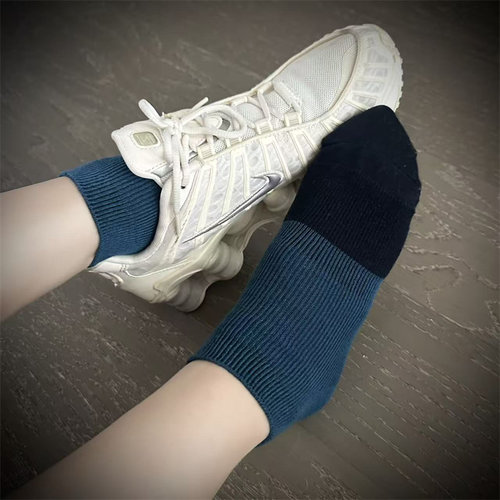 外贸袜子女欧美M家小众轻奢短袜女时尚拼接撞色双针短筒女袜ins潮