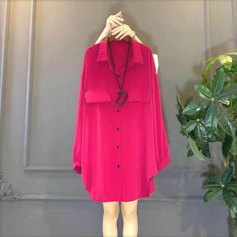 2026年春夏新款时尚衬衫胖mm长袖开衫显瘦大码女装 200斤遮肚子潮