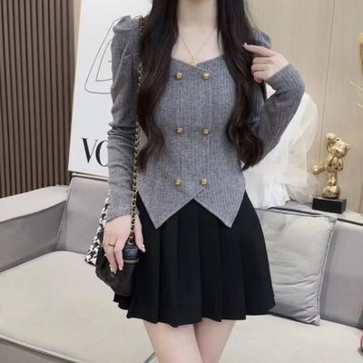 大码小香风针织打底衫女装2025秋冬新款内搭胖mm显瘦遮肚上衣藏肉