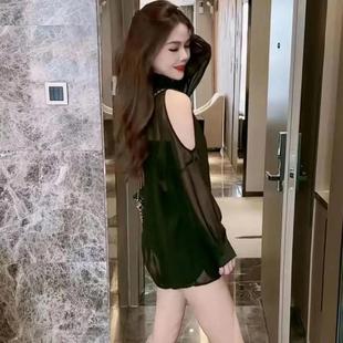 露肩雪纺衬衫女设计感小众2026夏季薄款透气开衫外套独特气质上衣