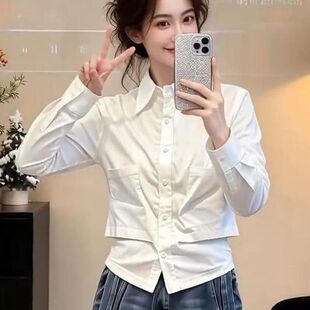极简风百搭通勤白色上衣女2026早春设计感百搭日常高级感休闲衬衫