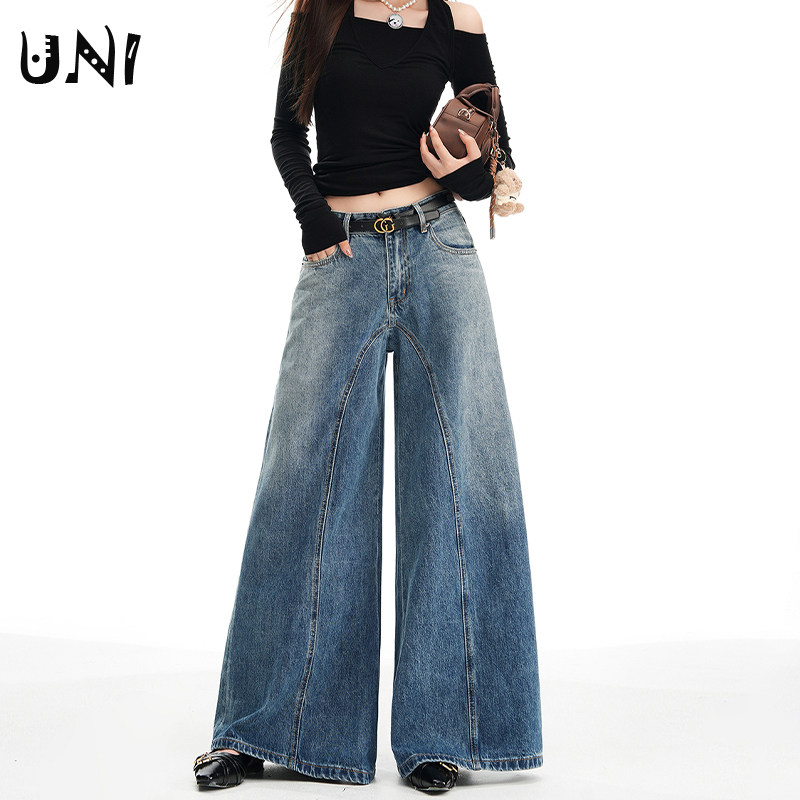 高腰复古宽松阔腿喇叭牛仔裤女秋冬梨形身材显瘦百搭直筒拖地裤子,女装/女士精品,牛仔裤,淘宝优惠券,粉丝福利购,淘宝优惠卷