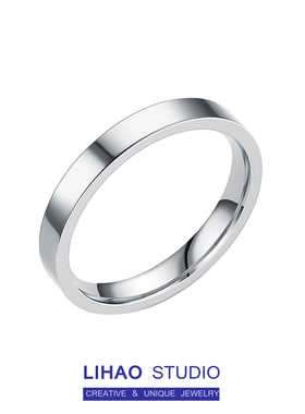 LIHAO简约光面钛钢不掉色戒指男ins潮流百搭嘻哈欧美朋克食指环女