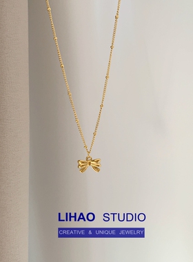 LIHAO在逃公主蝴蝶结项链女小众设计高级感少女心精致小巧锁骨链