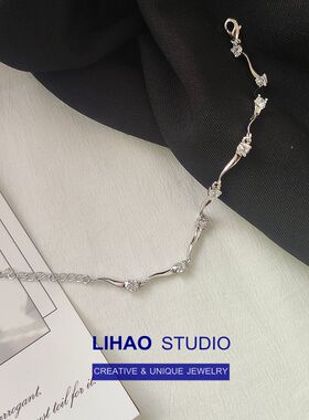 LIHAO简约不规则微镶锆石手链女ins小众设计时尚个性闺蜜学生手饰