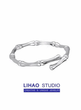 LIHAO竹节百搭可调节关节戒小众设计开口简约ins港风潮流小戒指女
