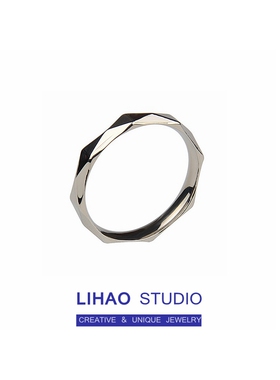 LIHAO多面几何菱形切面戒指女男INS潮欧美简约小众高级钛钢不掉色