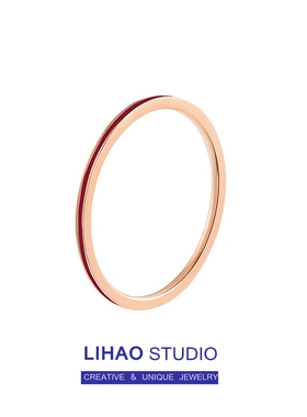 LIHAO复古红色小众戒指女钛钢不掉色冷淡风时尚百搭设计感关节戒