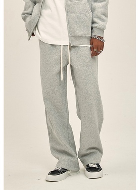 WetGrade秋冬新品350g厚款直筒加绒纯色长裤宽松运动休闲长裤