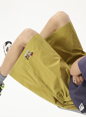 WetGrade美式复古街头小狗刺绣速干休闲短裤男女宽松阔腿工装裤子