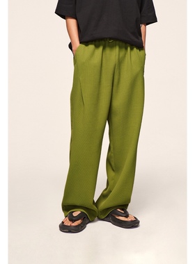 WetGrade23SS华夫格复古阔腿裤直筒裤