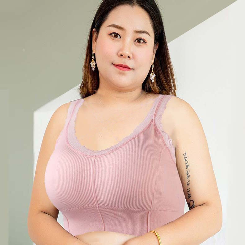 跨境加肥大码文胸内衣女无缝无钢抹胸