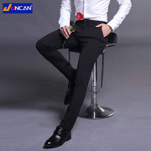 春秋男士休闲裤商务修身韩版免烫原创潮流帅气西裤弹力薄款长裤男
