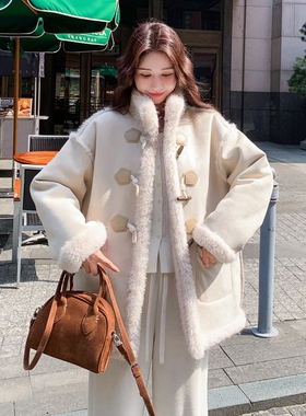 设计感两面穿皮毛一体羊羔毛外套女 冬季新款加厚保暖棉衣棉服