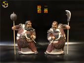 石湾陶瓷公仔门神中式 饰品哼哈二将客厅门厅精品手工 摆件家居装