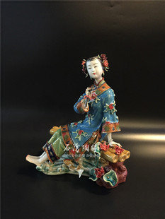 仕女摆件 人物雕塑 中式 -装饰品 客厅书法摆件仕女-细水长流-