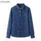 Chapelle复古刺绣牛仔衬衫 拉夏贝尔 女秋冬设计感通勤气质衬衣