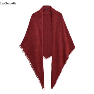 拉夏贝尔/La Chapelle复古红色流苏三角巾披肩女秋冬新款保暖围巾