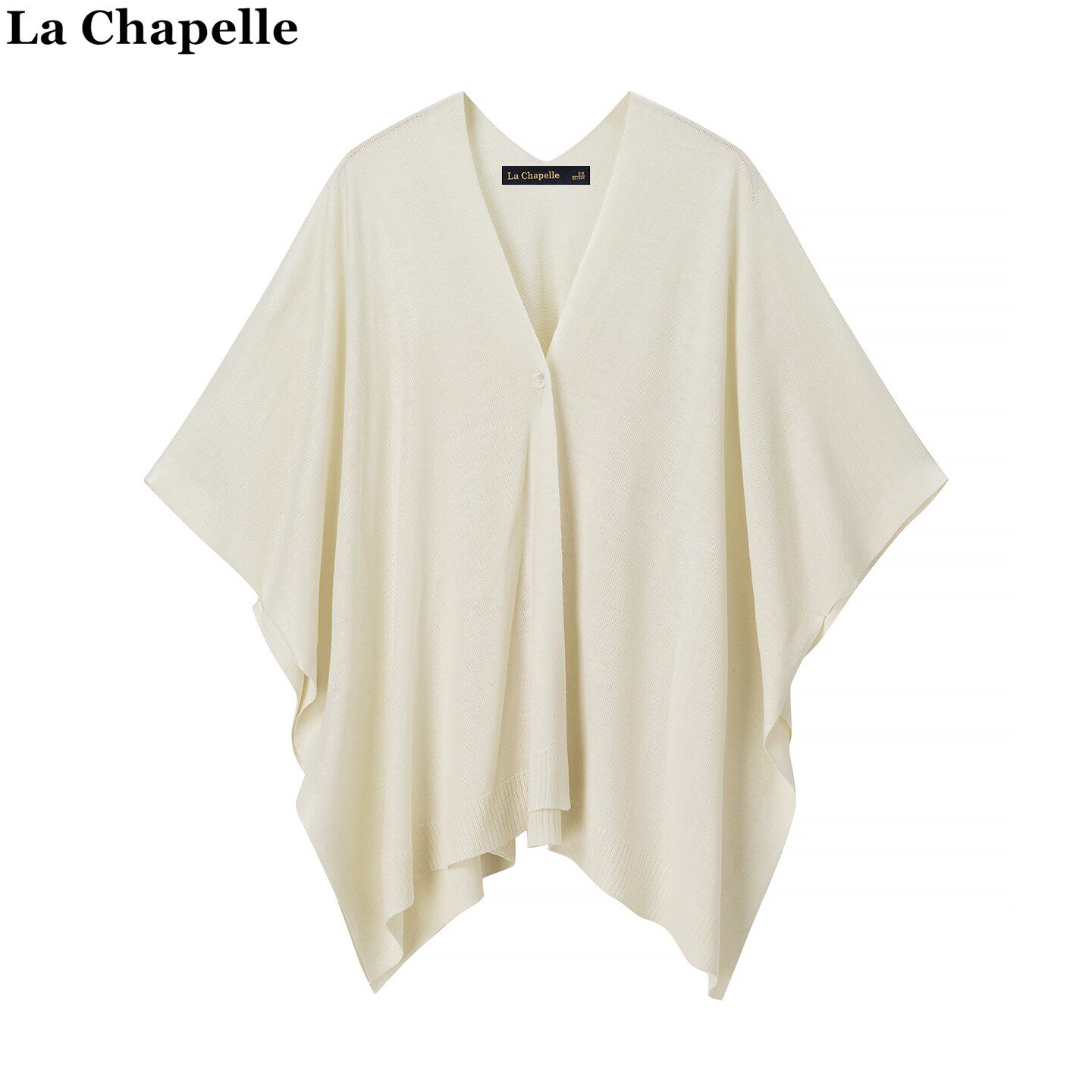拉夏贝尔/La Chapelle高级感纯色百搭针织开衫女秋季薄款斗篷披肩