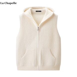 外搭背心女韩系仿水貂毛拉链上衣 Chapelle连帽针织衫 拉夏贝尔
