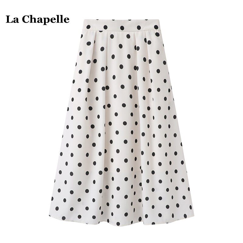 拉夏贝尔/La Chapelle法式波点半身裙女夏季新款高腰气质a字裙子
