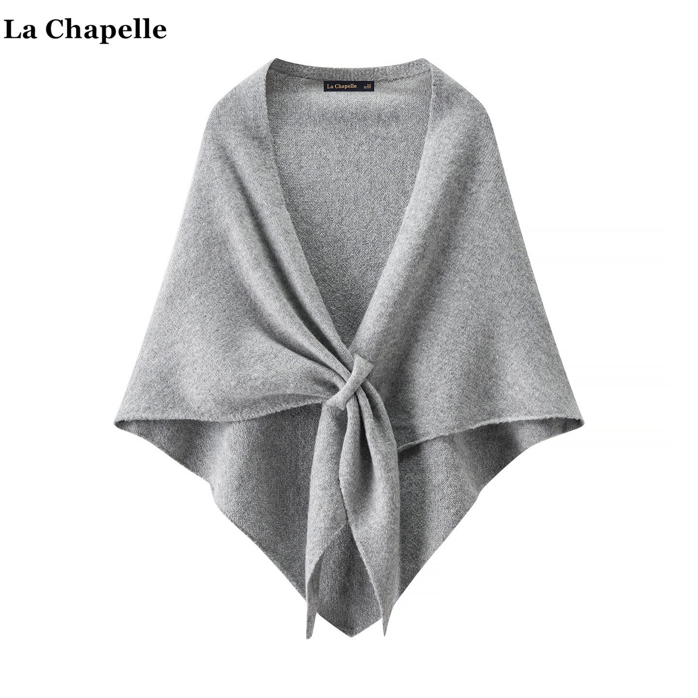 拉夏贝尔/La Chapelle韩版纯色针织三角披肩女氛围感外搭保暖围巾