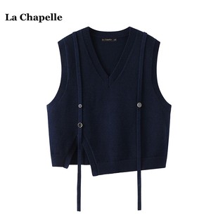 新款 拉夏贝尔 V领针织背心女春季 Chapelle法式 学院风马甲上衣