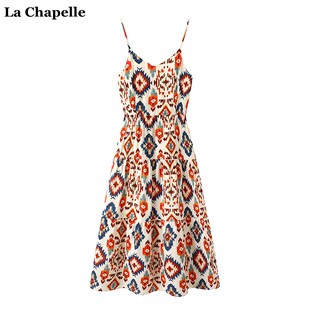 设计感吊带裙 Chapelle波西米亚印花吊带连衣裙女夏季 拉夏贝尔