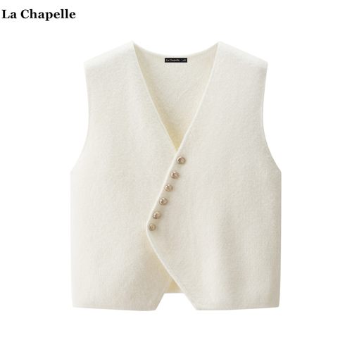 拉夏贝尔/La Chapelle法式气质v领针织马甲女秋冬款叠穿背心坎肩