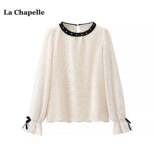 高级感蕾丝衫 Chapelle法式 女春季 复古宫廷风钉珠衬衫 拉夏贝尔