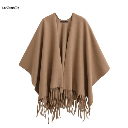 拉夏贝尔/La Chapelle韩版百搭仿羊绒保暖披肩女秋冬新款流苏披风