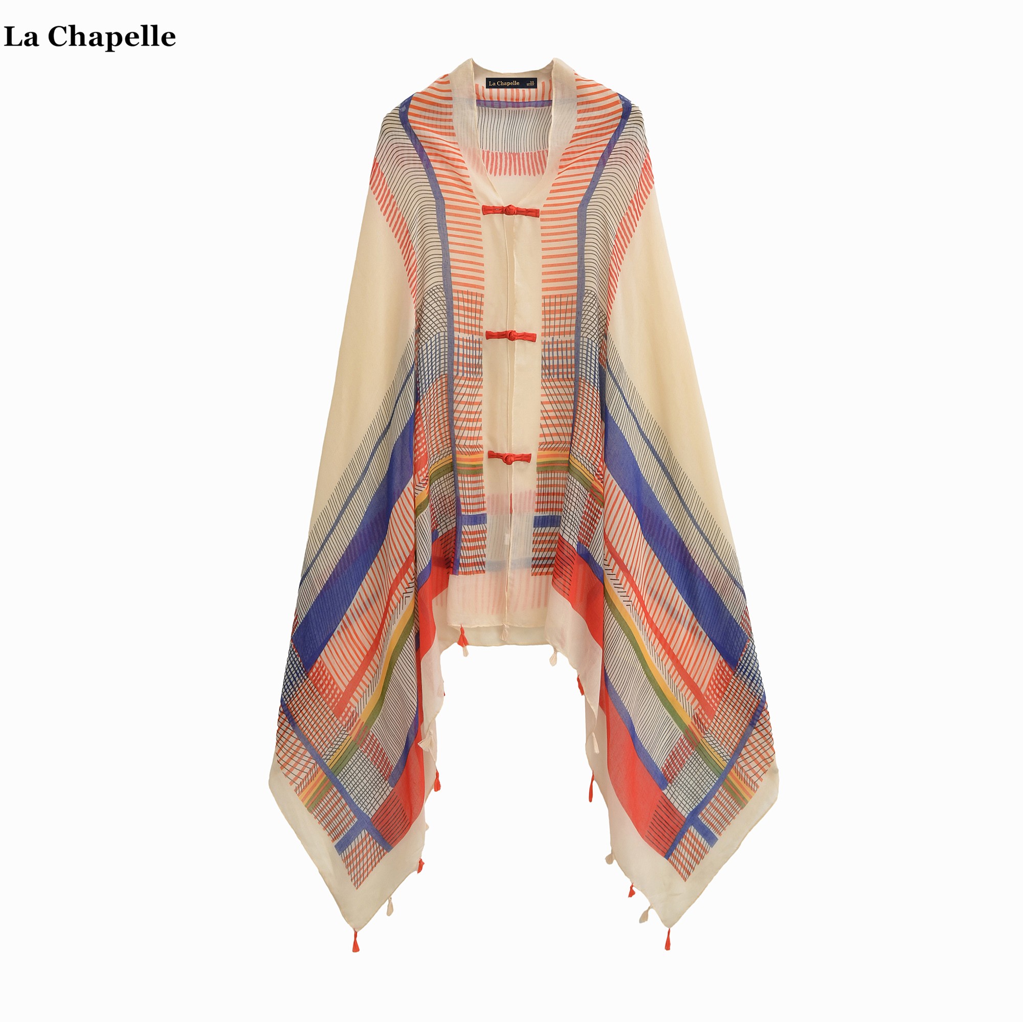 拉夏贝尔/La Chapelle民族风印花遮阳披肩女薄款防晒纱巾旅游罩衫