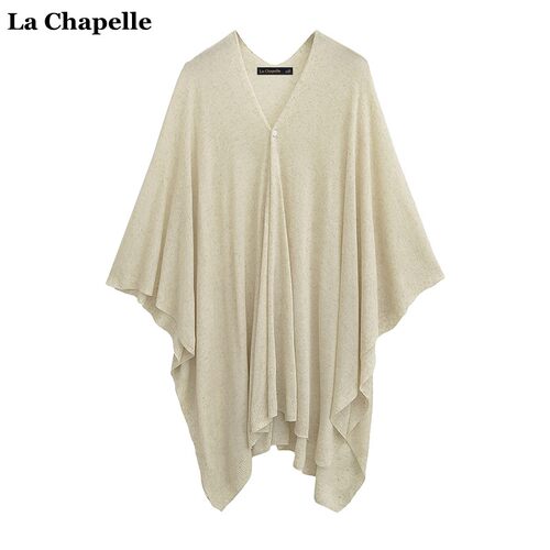 拉夏贝尔/La Chapelle外搭披肩罩衫女秋季韩系宽松薄款斗篷针织衫