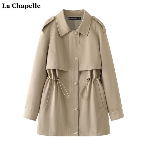 拉夏贝尔/La Chapelle春新款今年流行高级感中长款收腰风衣外套女