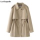 拉夏贝尔 收腰风衣外套女 今年流行高级感中长款 Chapelle春新款